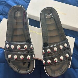 Marc Fisher Black Sandals with Silver Accents • 7M •